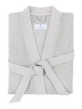 Matouk Kiran Turkish Waffle Knit Luxury Spa Robe L/XL Color: Silver/ Gray